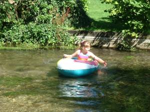 Leanne on the River running through Upper Clatford